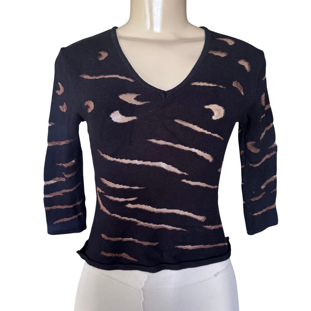 VTG Angelica-Val Mesh Cutout Crop Sweater Top Edgy Avant Garde Grunge Whimsigoth